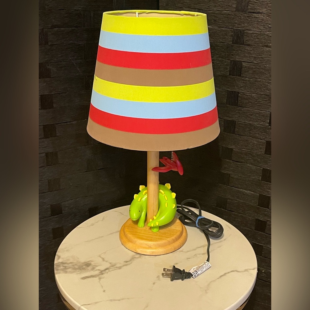Retro Striped Dinosaur Table Lamp